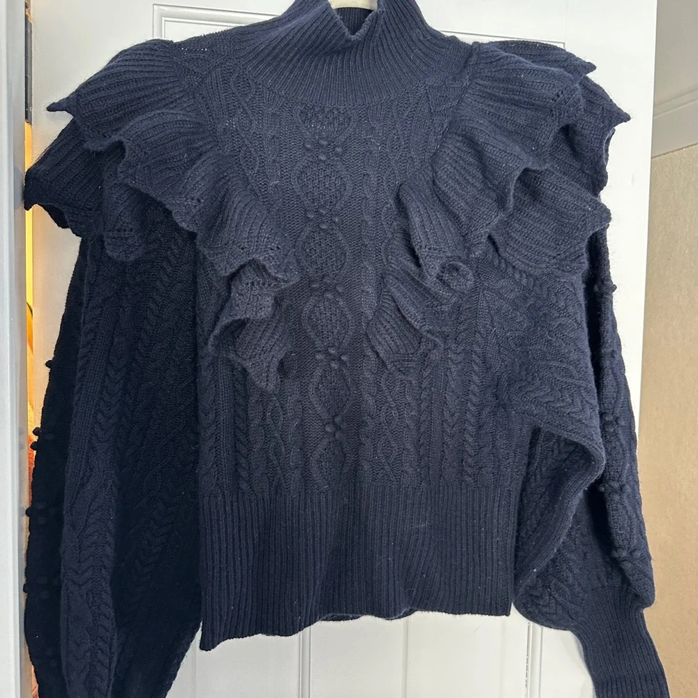 Autumn Cashmere Victorian Cable Knit Ruffled Sweatee - Picture 9 of 16